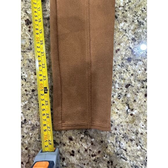 Spanx Size Medium Rich Caramel Brown Faux Suede Stretch Pant Shapewear Leggings - Picture 16 of 16